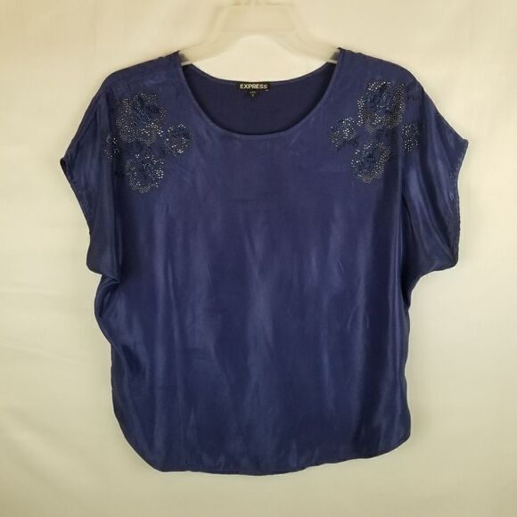 EXPRESS SIZE M. DARK BLUISH PURPLE. BLING DETAIL ON EACH SHOULDER - Picture 6 of 10